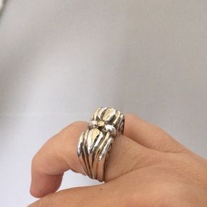 Hand Crafted Sterling/14k Avery/Malouf style ring.